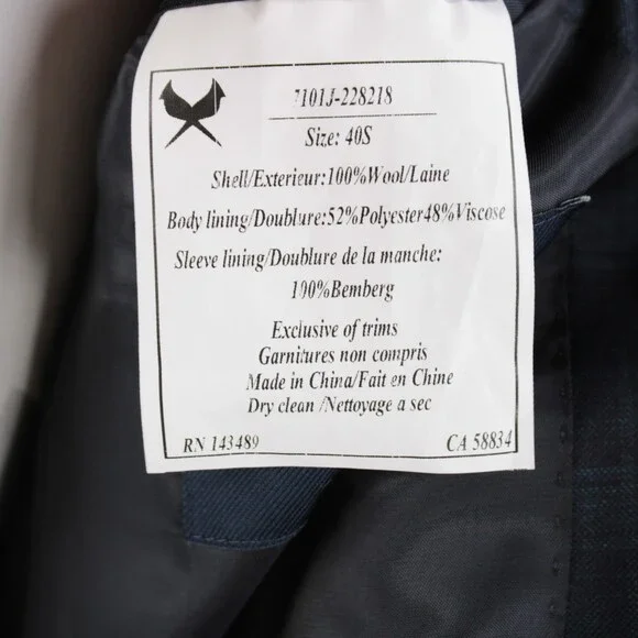 Cardinal of Canada NWT Wool Sport Coat Size 40S US In Dark Green w/ Navy Plaid